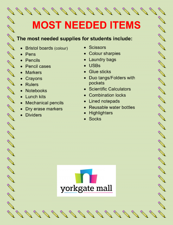 Management Office: School Supplies Drive - Most Needed Items