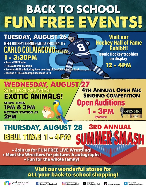 Management Office: BACK TO SCHOOL FUN FREE EVENTS!