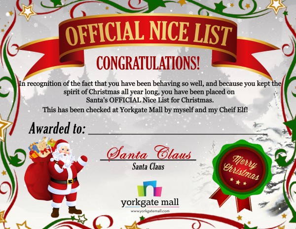 Management Office: Santa Certificate
