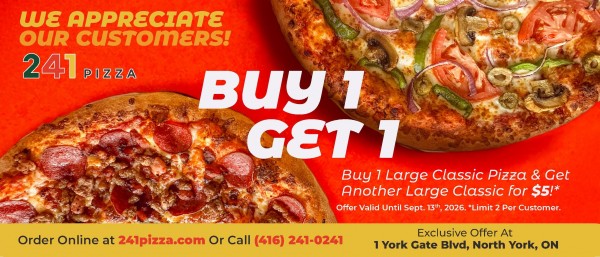 2-4-1 Pizza: Buy 1, Get 1 Pizza Special
